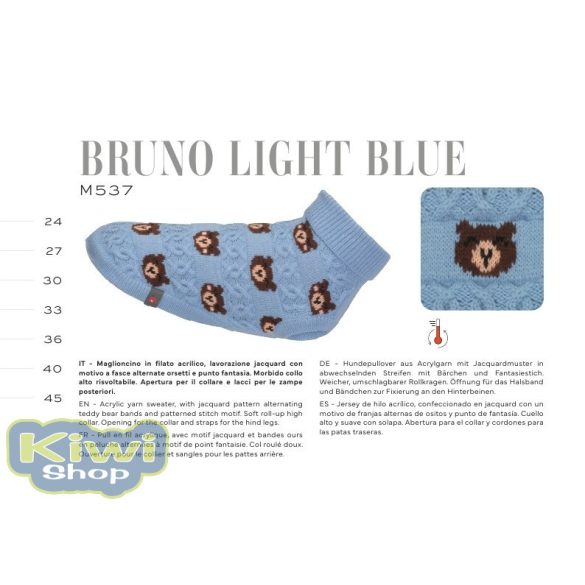 Camon Bruno Light Blue kötött pulóver 36cm