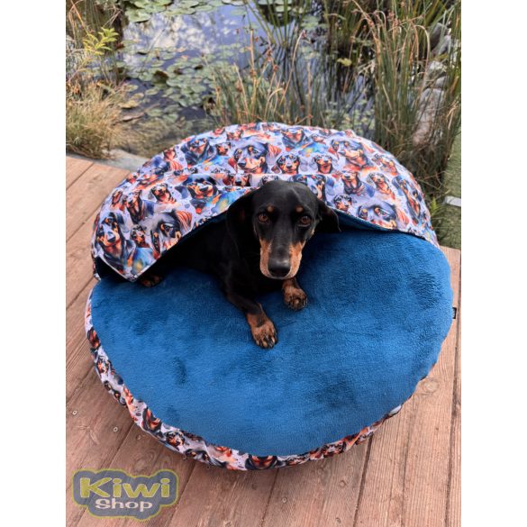 Kiwi Pet's kék tacskós strong bebújós fekhely 80cm 