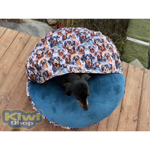 Kiwi Pet's kék tacskós strong bebújós fekhely 80cm 