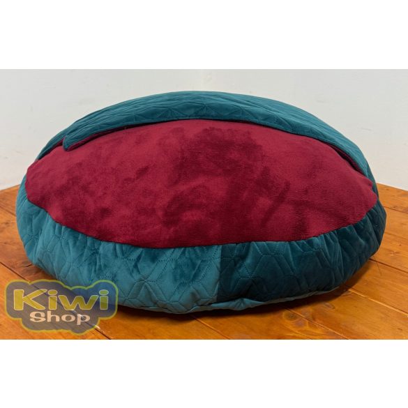 Kiwi Pet's exkluzív bebújós fekhely olajzöld-bordó 80cm 