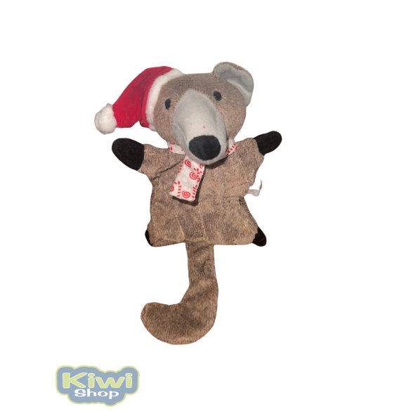 Karácsonyi zörgős-sípolós plüss maci 42cm