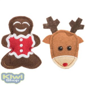 Trixie Xmas elk and gingerbread figure - játék (jávorszarvas, mézeskalács figura) macskák részére (8cm/2db)