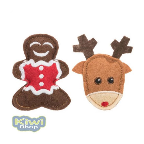 Trixie Xmas elk and gingerbread figure - játék (jávorszarvas, mézeskalács figura) macskák részére (8cm/2db)