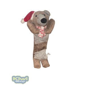 Karácsonyi zörgős-sípolós plüss maci 42cm