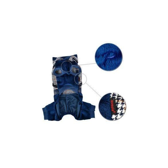 Puppia kezes-lábas hámmal kék szín, S méret, 25cm háthosszra 