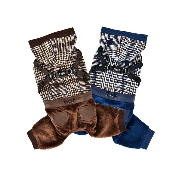 Puppia kezes-lábas hámmal kék szín, S méret, 25cm háthosszra 