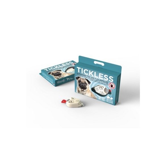 Vegyszermentes ultrahangos kullancs- és bolhariasztó medál kutyáknak és macskáknak, TICKLESS - bézs