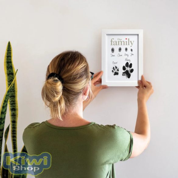 Családi Ujj- és Kisállat Tappancsnyomat emlék képkeret