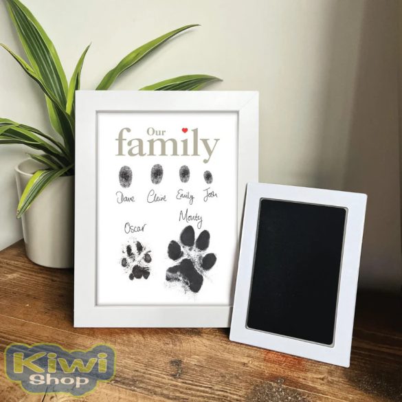 Családi Ujj- és Kisállat Tappancsnyomat emlék képkeret