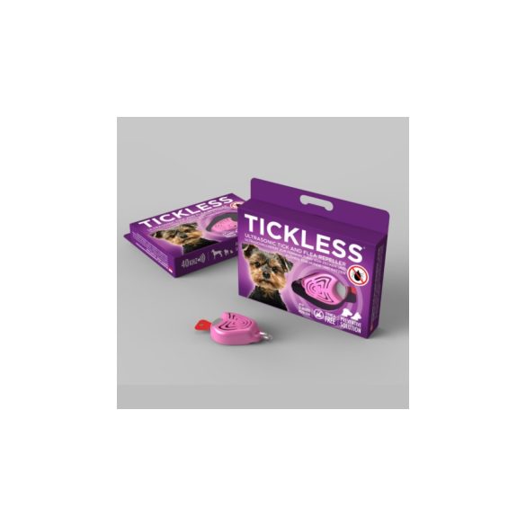 Vegyszermentes ultrahangos kullancs- és bolhariasztó medál kutyáknak és macskáknak, TICKLESS - pink
