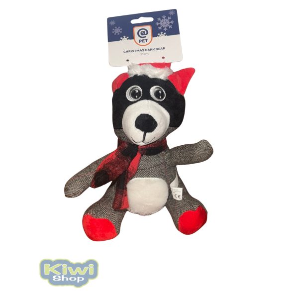 Karácsonyi sípolós szövet fekete maci 29cm