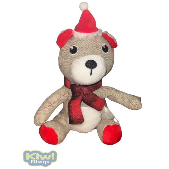 Karácsonyi sípolós szövet maci 28cm