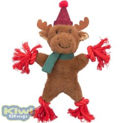 Xmas szarvas plüss kötéllel és zörgő fóliával (32cm)
