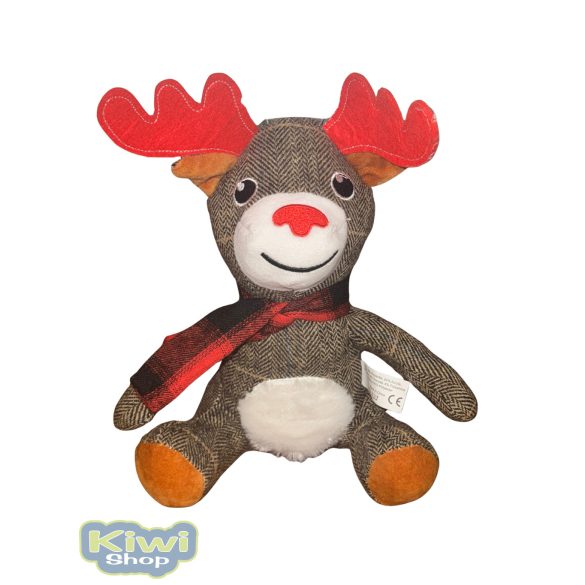 Karácsonyi sípolós szövet fekete rénszarvas 31cm