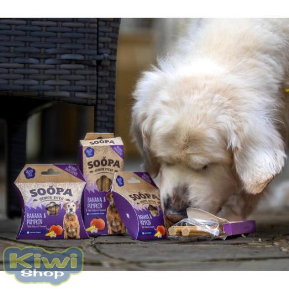 Soopa egészséges jutalomfalat idősődő kutyáknak - banán, sütőtök, lenmag