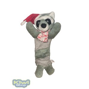 Karácsonyi zörgős-sípolós plüss mosómedve 44cm