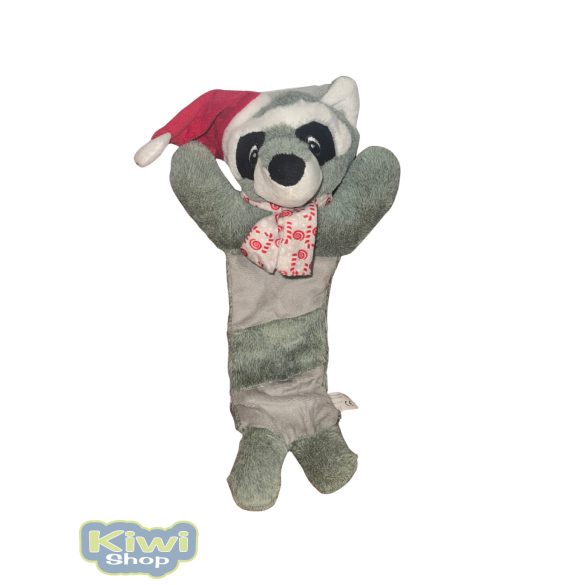 Karácsonyi zörgős-sípolós plüss mosómedve 44cm