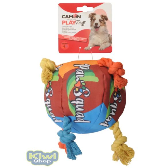 PLAY PUFF SZÍNES SÍPOLÓ LABDA KÖTÉLLEL 14 CM